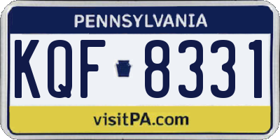 PA license plate KQF8331