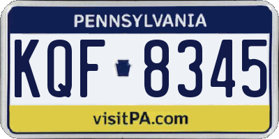 PA license plate KQF8345