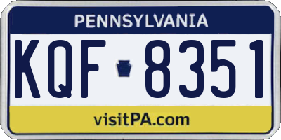 PA license plate KQF8351