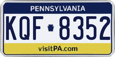 PA license plate KQF8352