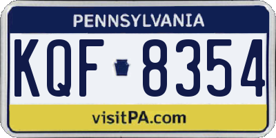 PA license plate KQF8354