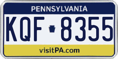 PA license plate KQF8355