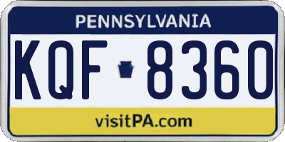 PA license plate KQF8360