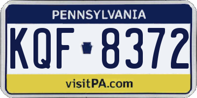 PA license plate KQF8372