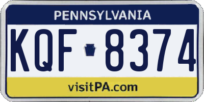 PA license plate KQF8374
