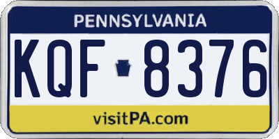 PA license plate KQF8376