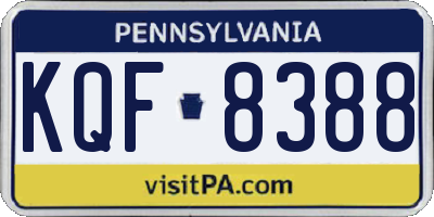 PA license plate KQF8388