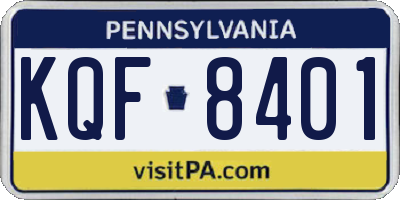 PA license plate KQF8401