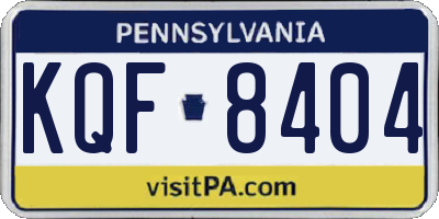 PA license plate KQF8404