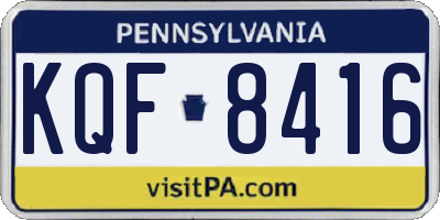 PA license plate KQF8416