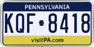 PA license plate KQF8418