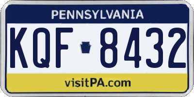 PA license plate KQF8432