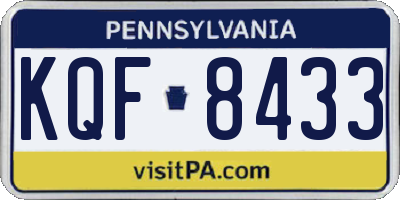 PA license plate KQF8433