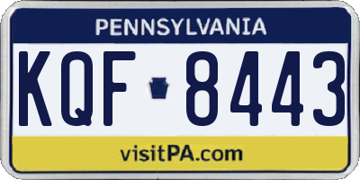 PA license plate KQF8443