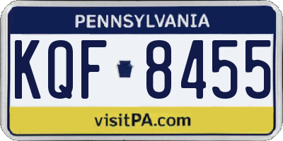 PA license plate KQF8455
