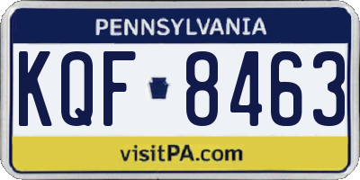 PA license plate KQF8463