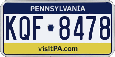 PA license plate KQF8478