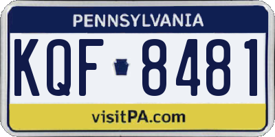 PA license plate KQF8481