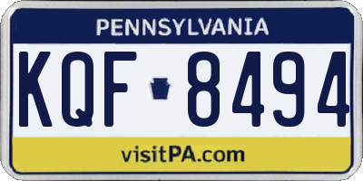 PA license plate KQF8494