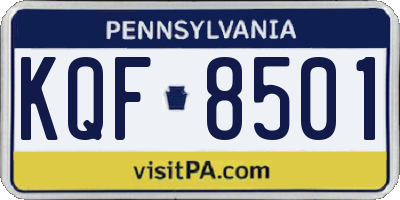 PA license plate KQF8501