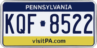 PA license plate KQF8522