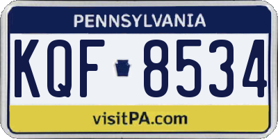 PA license plate KQF8534