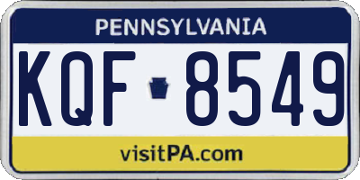 PA license plate KQF8549