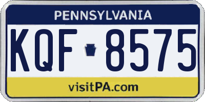 PA license plate KQF8575