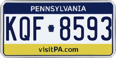 PA license plate KQF8593