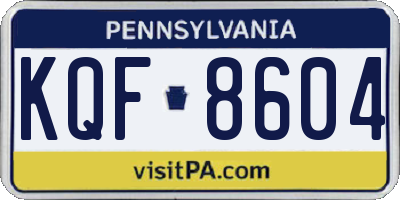 PA license plate KQF8604