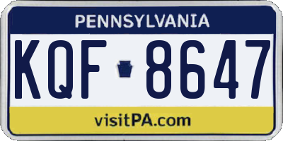 PA license plate KQF8647