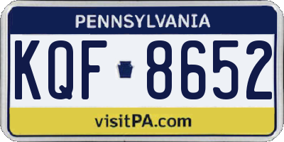 PA license plate KQF8652