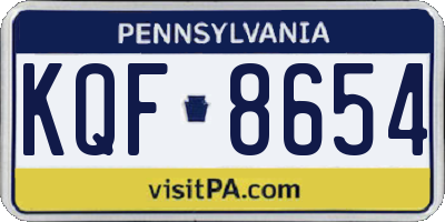 PA license plate KQF8654
