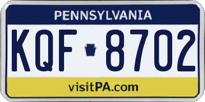 PA license plate KQF8702