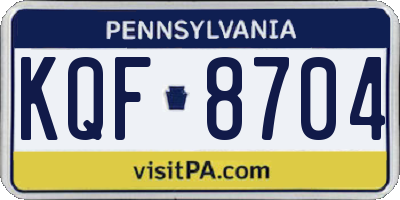 PA license plate KQF8704