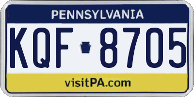 PA license plate KQF8705