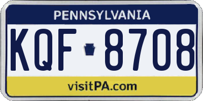 PA license plate KQF8708