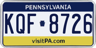PA license plate KQF8726