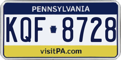 PA license plate KQF8728