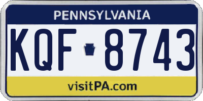 PA license plate KQF8743