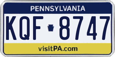 PA license plate KQF8747