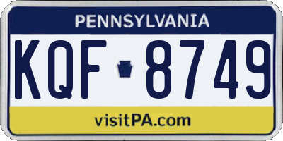 PA license plate KQF8749