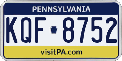 PA license plate KQF8752