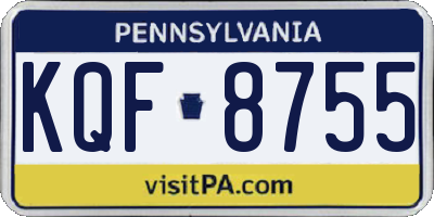 PA license plate KQF8755