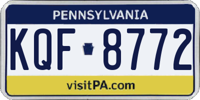 PA license plate KQF8772