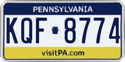 PA license plate KQF8774