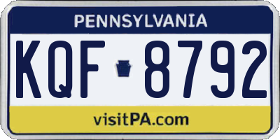 PA license plate KQF8792
