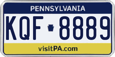 PA license plate KQF8889