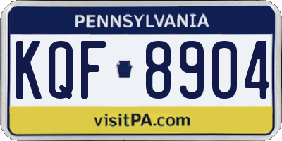 PA license plate KQF8904
