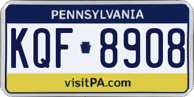 PA license plate KQF8908